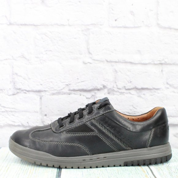Clarks Other - Clarks Unstructured Black Leather Comfort Low Top Sneakers Shoes Size 9.5 Medium